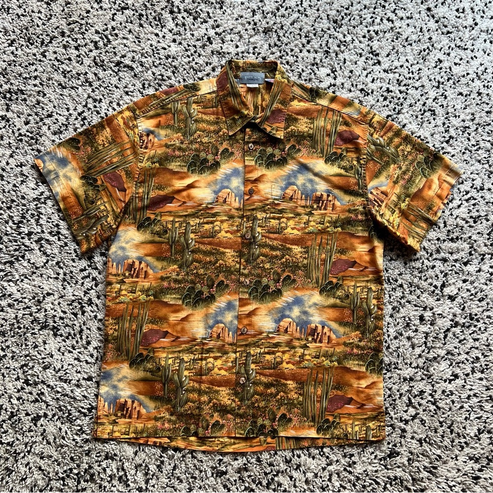 High Seas Trading Co Shirt Short Sleeve Southwest Desert Cactus Print Medium